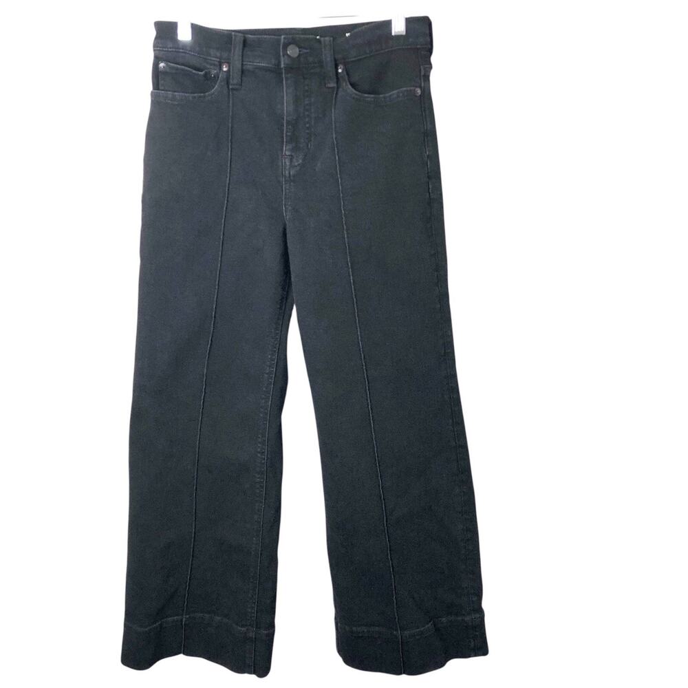 J. Crew Women's Wide Leg Denim Pintuck Trousers in Black Size 27 Petite